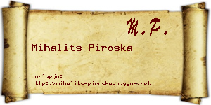 Mihalits Piroska névjegykártya